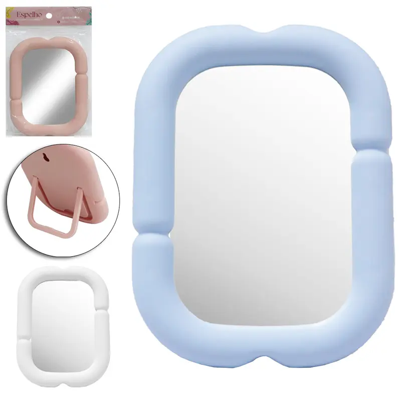 ESPELHO DE MESA / PENDURAR RETANGULAR COM MOLDURA DE PLASTICO 18,3X14CM