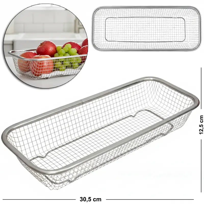 CESTO ORGANIZADOR ARAMADO RETANGULAR MULTIUSO 30,5X12,5X5CM