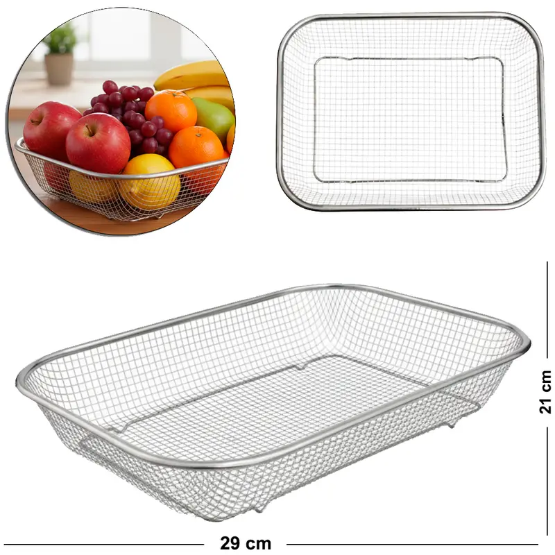 CESTO ORGANIZADOR ARAMADO RETANGULAR MULTIUSO 29X21X6CM
