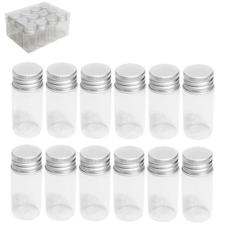 FRASCO / POTE DE VIDRO REDONDO COM TAMPA METAL 12 PECAS 40ML