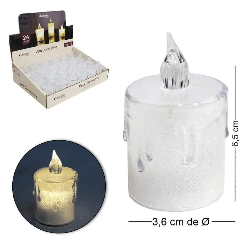 VELA DECORATIVA ELETRONICA DE LED A BATERIA 6,5X3,6CM DE Ø DP PLAY