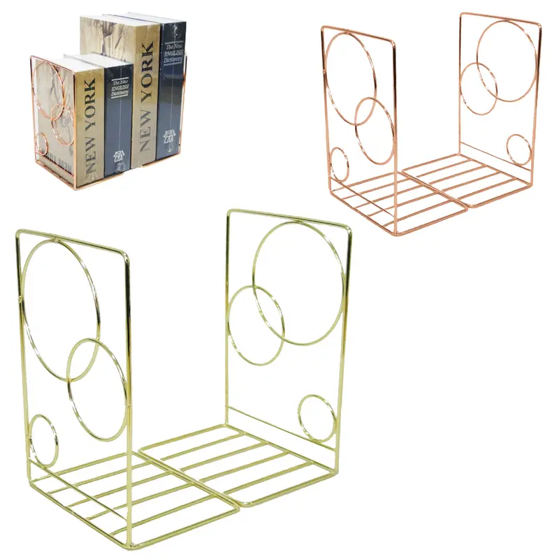 SUPORTE ORGANIZADOR ARAMADO BOLAS PARA LIVRO METALIZADO COM 2 PECAS 21,5X14X11CM