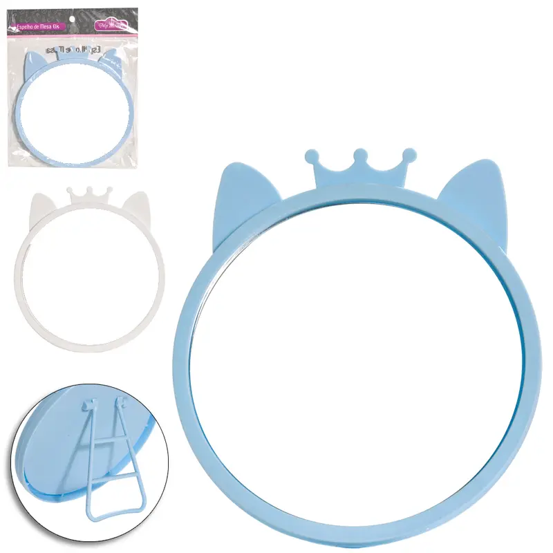 ESPELHO DE MESA / PENDURAR OVAL COM MOLDURA DE PLASTICO GATINHO 15X14,5XM