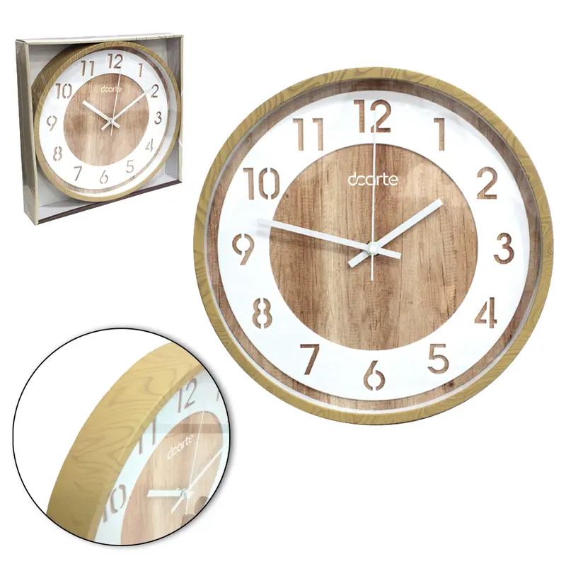 RELOGIO DE PAREDE REDONDO TIPO MADEIRA DECOR 30,5CM DE Ø