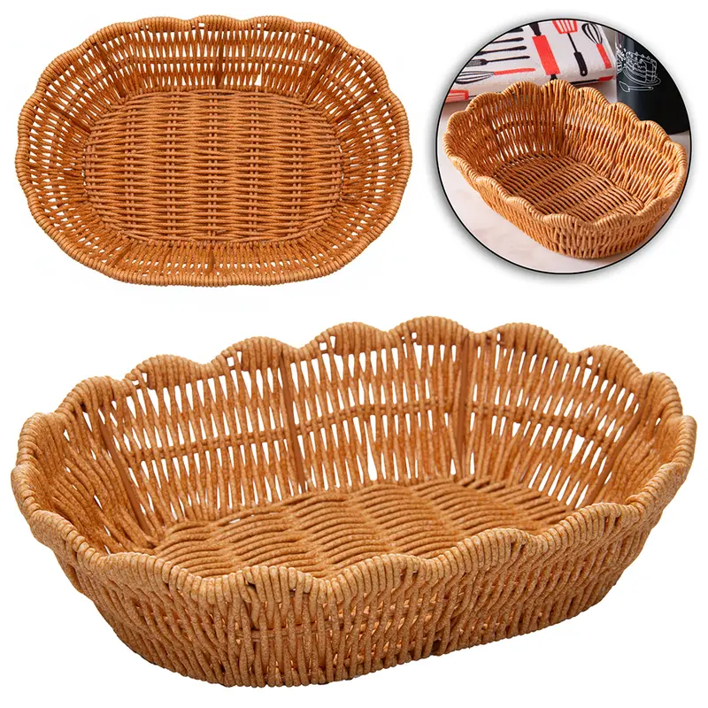 CESTA DE PLASTICO TIPO VIME OVAL TERRACO 25X18X8CM