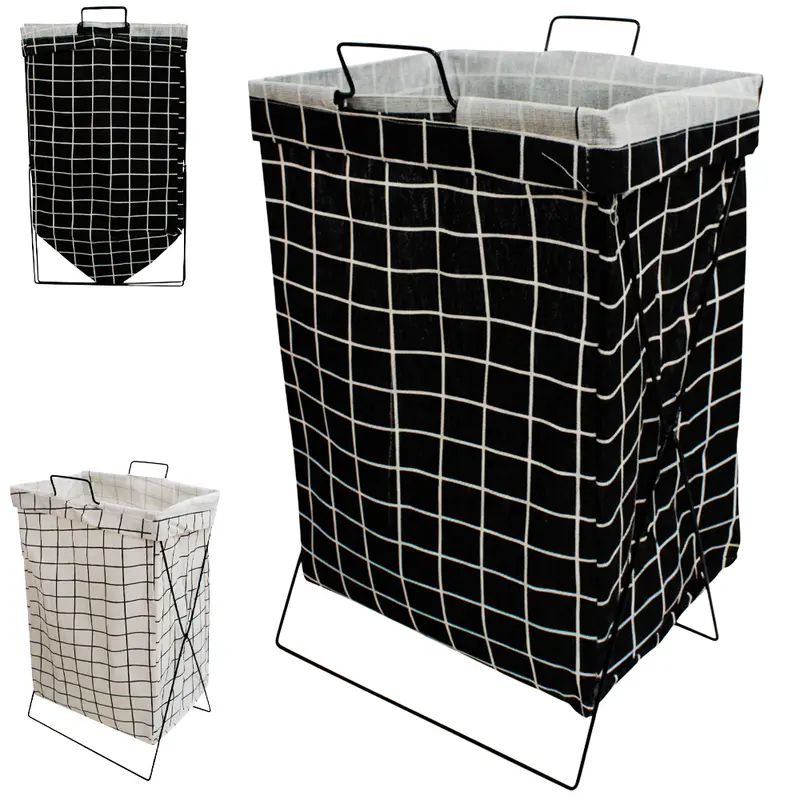 CESTO ORGANIZADOR DE POLIESTER DOBRAVEL COM ALCA + SUPORTE 59X35X26CM
