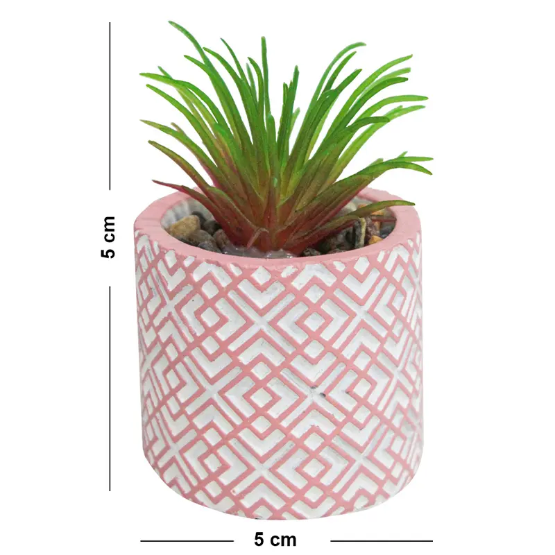 FLOR PERMANENTE SUCULENTA COM VASO DE CIMENTO REDONDO 5X5CM DE Ø