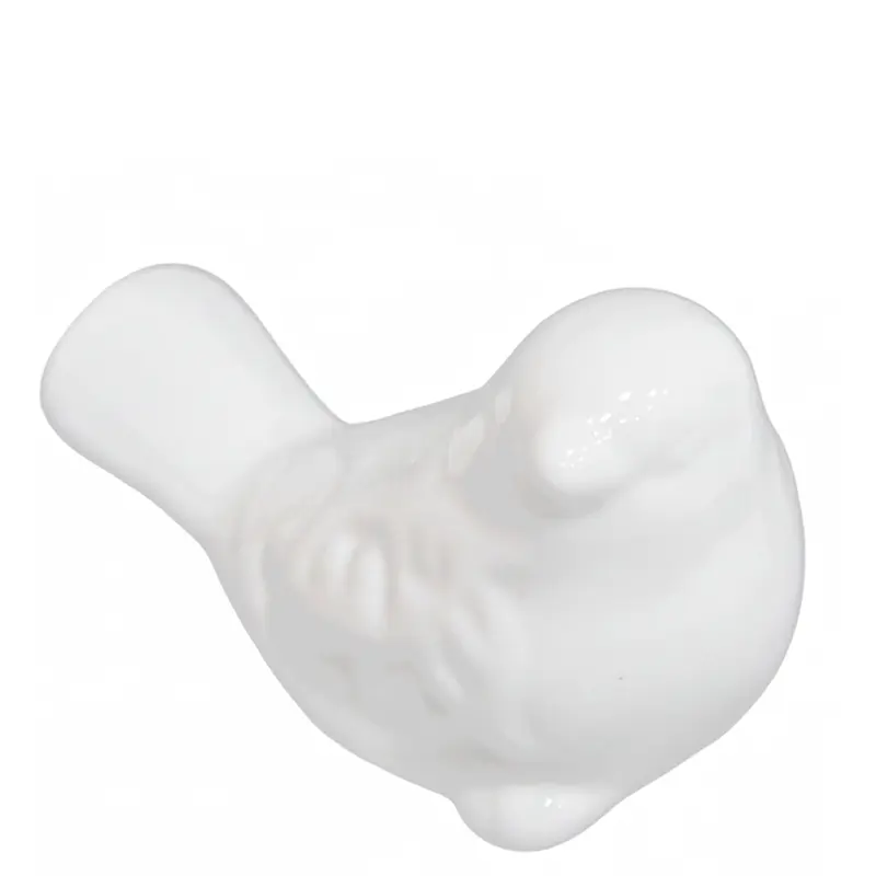 ENFEITE PASSARO DE PORCELANA BRANCO 6X4X3,8CM