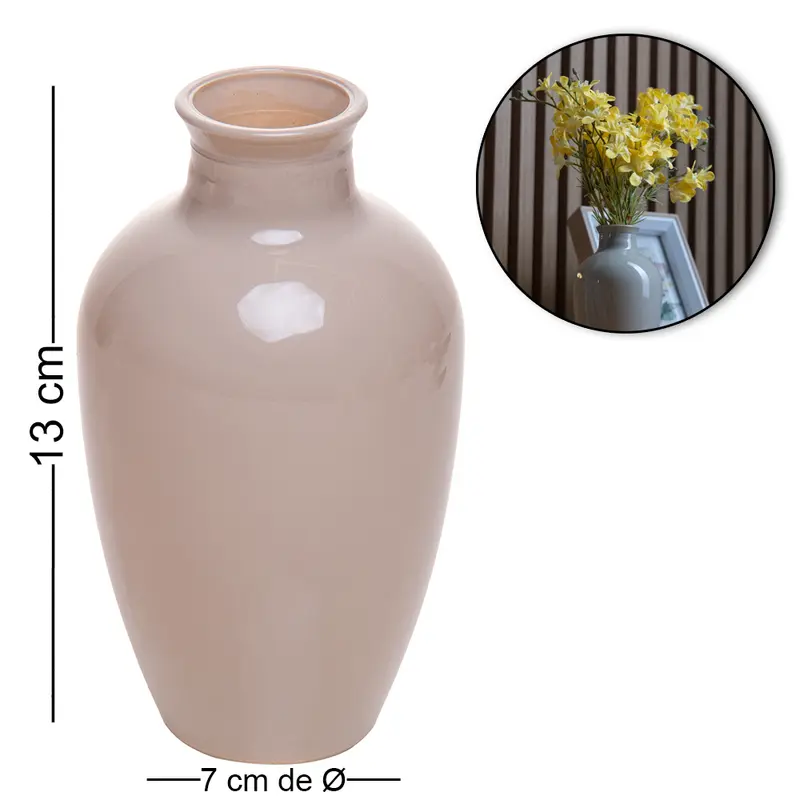 VASO DE VIDRO REDONDO DALIA CINZA 13X7CM DE Ø