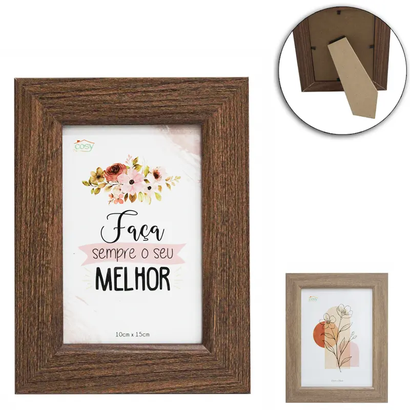 PORTA RETRATO 10X15 COM MOLDURA DE MADEIRA MDF TMD