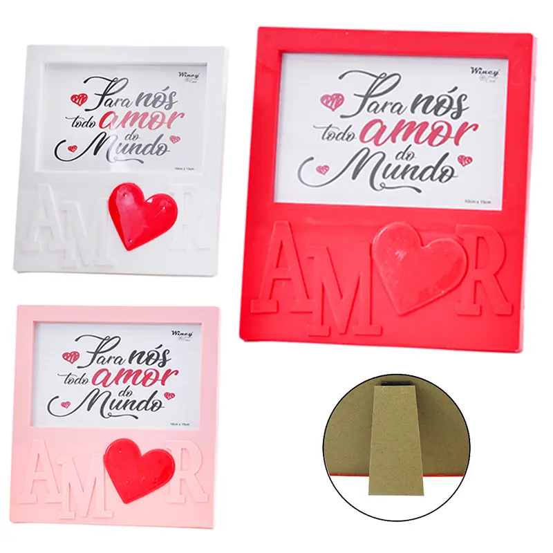 PORTA RETRATO 10X15 COM MOLDURA DE PLASTICO AMOR HORIZONTAL
