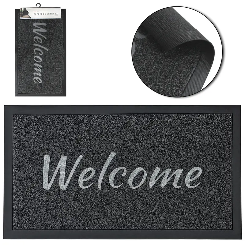 TAPETE CAPACHO DE PISO RETANGULAR EMBORRACHADO WELCOME CASA NOBRE 75X45CM