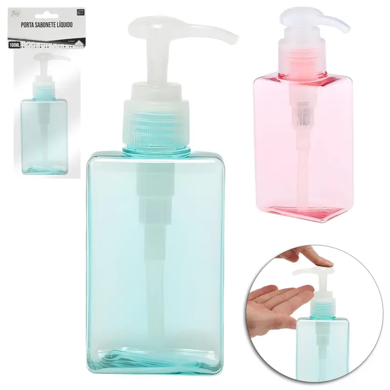 DISPENSER PORTA SABONETE LIQUIDO DE PLASTICO RETANGULAR 100ML