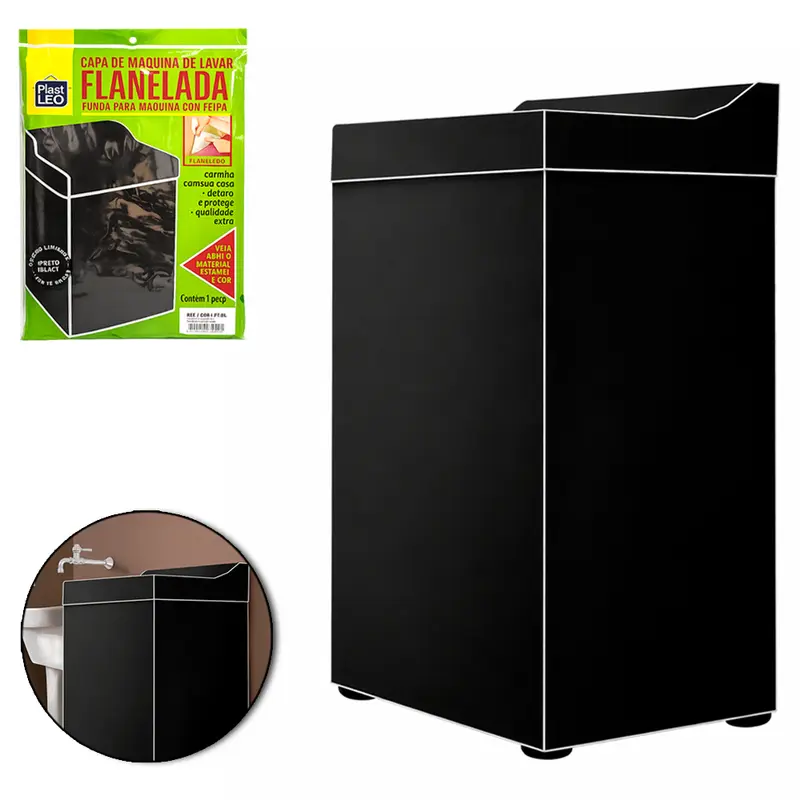 CAPA DE PVC FLANELADO PARA MAQUINA DE LAVAR BLACK M 91X65X62CM