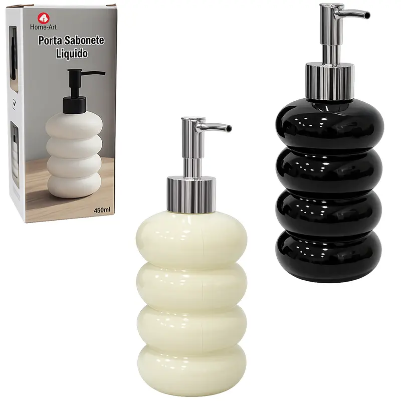 PORTA SABONETE LIQUIDO DE VIDRO REDONDO 450ML