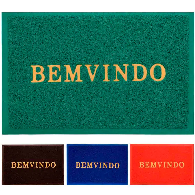 TAPETE DE PISO VINILICO RETANGULAR BEM VINDO COLORS 58X38CM