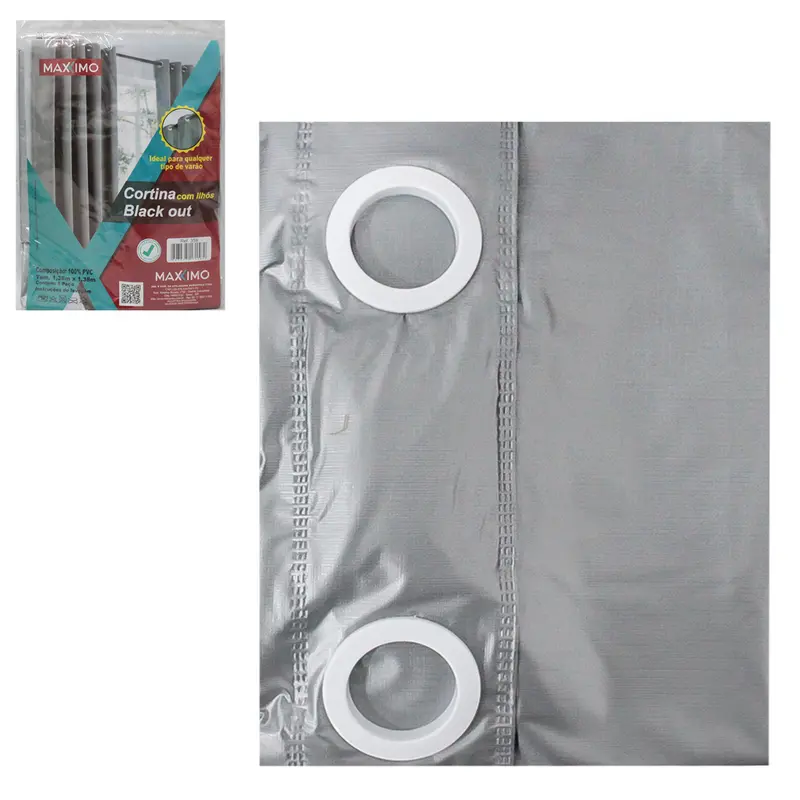 CORTINA DE VARAO DE PVC COM 8 ILHOS BLACK OUT 200X138CM