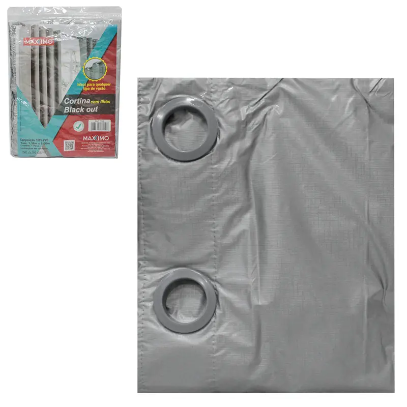 CORTINA DE VARAO DE PVC COM 8 ILHOS BLACK OUT 138X138CM