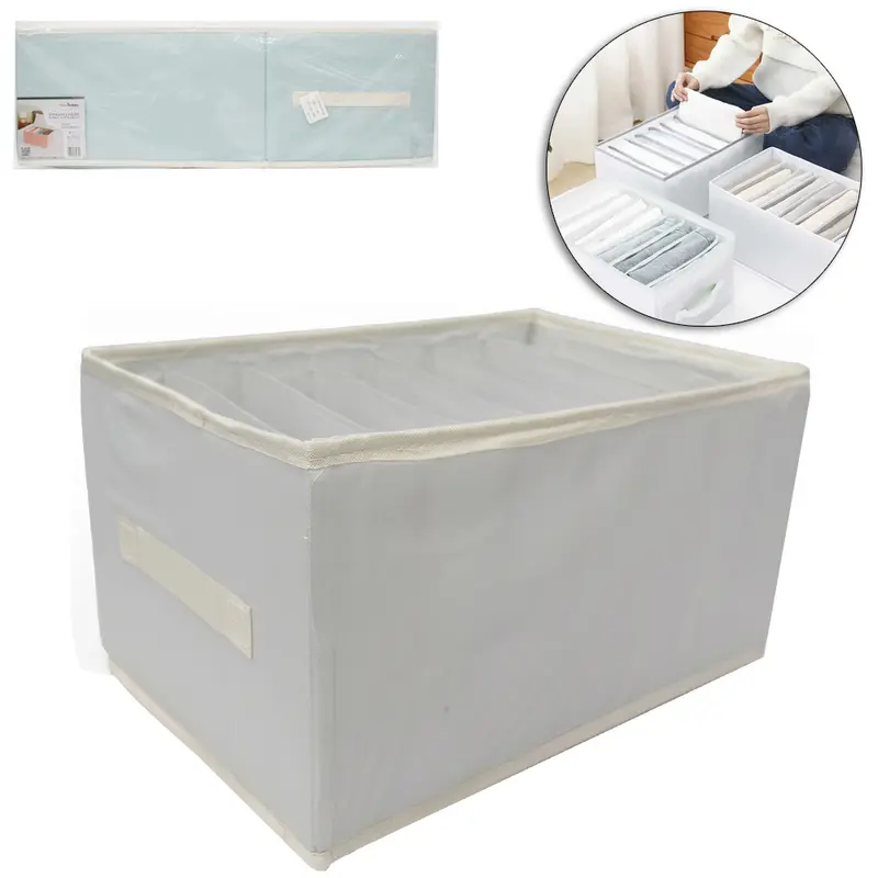 CAIXA ORGANIZADOR DE PVC / TNT DOBRAVEL MULTIUSO COM 7 DIVISORIAS + ALCA CASA NOBRE36X25X20CM