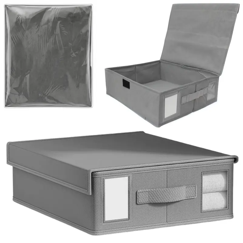 CAIXA ORGANIZADOR DE PVC / TNT DOBRAVEL MULTIUSO COM ALCA FLEX GOLD HOME 39X32,5X12,5CM
