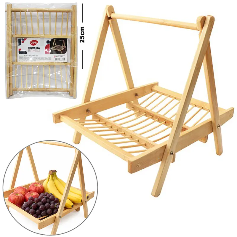 CESTA FRUTEIRA DE MESA DE BAMBU RETANGULAR 25X18,5X14CM