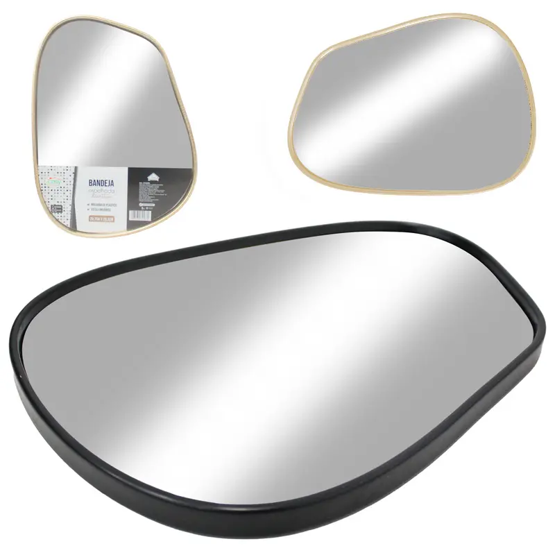 BANDEJA DE PLASTICO COM ESPELHO DECORATIVA 28,5X20,7CM