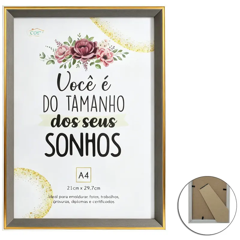 QUADRO PARA DIPLOMAS / CERTIFICADOS A4 DE PLASTICO TMD 29,7X21CM