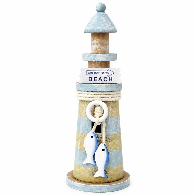 ENFEITE DE MADEIRA FAROL 21,5X7,5CM DE Ø