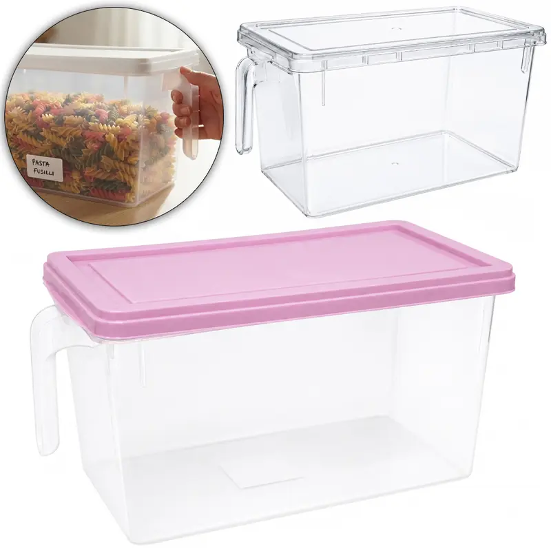 ORGANIZADOR DE GELADEIRA DE PLASTICO RETANGULAR COM TAMPA + ALCA MULTIUSO 30X16X15,5CM