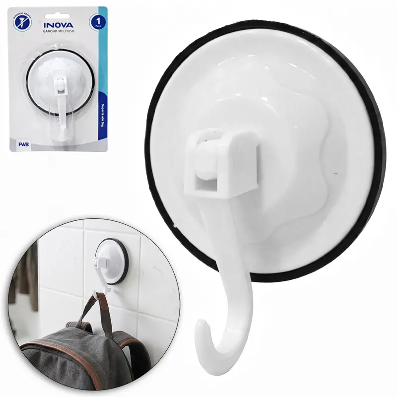 CABIDE GANCHO DE PLASTICO COM VENTOSA DE PRESSAO INOVA 10,5X8CM
