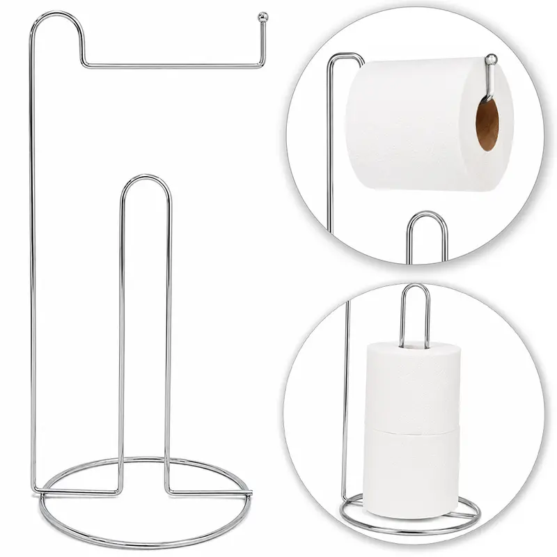 SUPORTE PORTA PAPEL HIGIENICO DE PISO ARAMADO PARA 3 ROLOS 35X15CM DE Ø