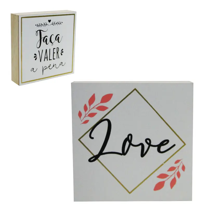 ENFEITE FRASES SORTIDAS DE MADEIRA MDF 14,7X3CM