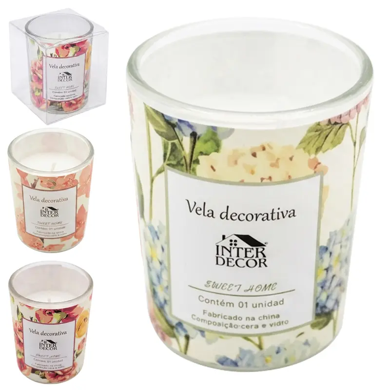 VELA DECORATIVA AROMATICA CASTICAL DE VIDRO REDONDO INTER DECOR 6,5X5 DE Ø