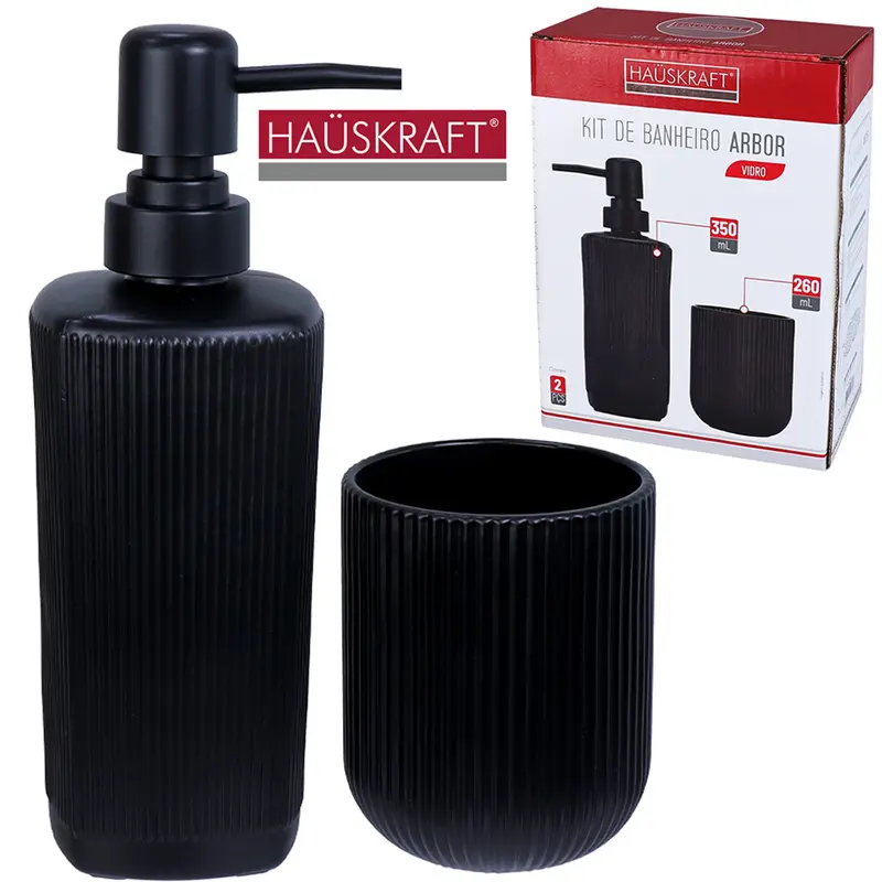 JOGO PARA BANHEIRO DE VIDRO ARBOR HAUSKRAFT COM 2 PECAS 350 / 260ML