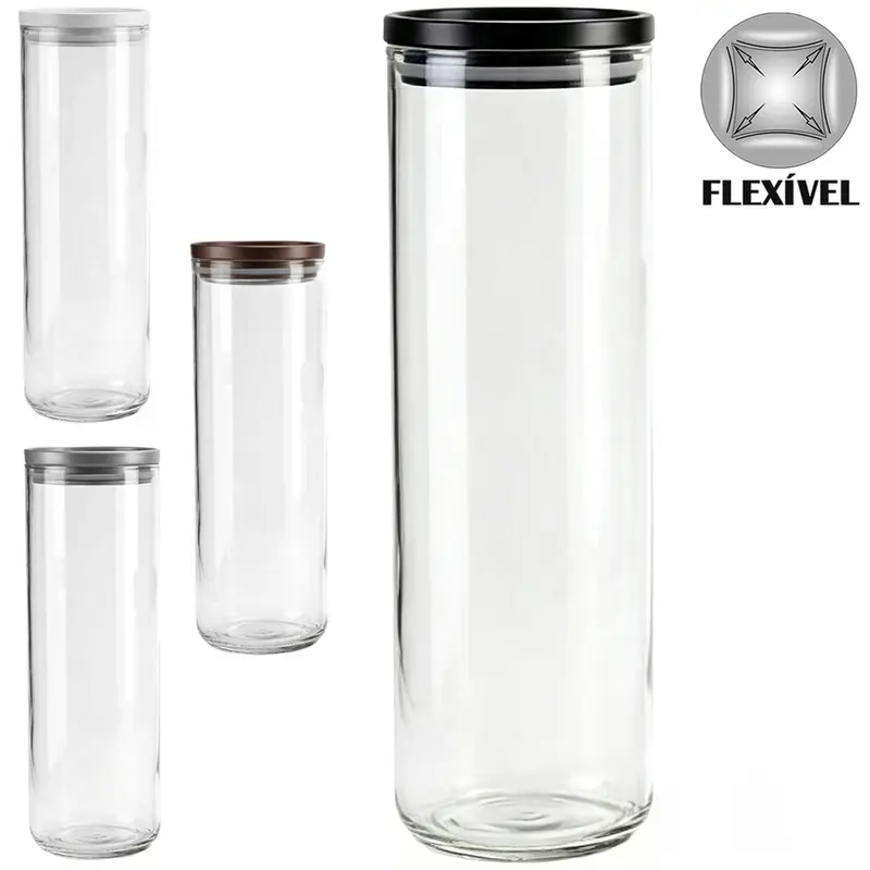 ORGANIZADOR DE PLASTICO PET FLEXIVEL REDONDO COM TAMPA HERMETICA 2L