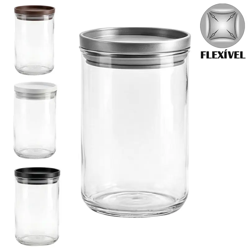 ORGANIZADOR DE PLASTICO PET FLEXIVEL REDONDO COM TAMPA HERMETICA 970ML