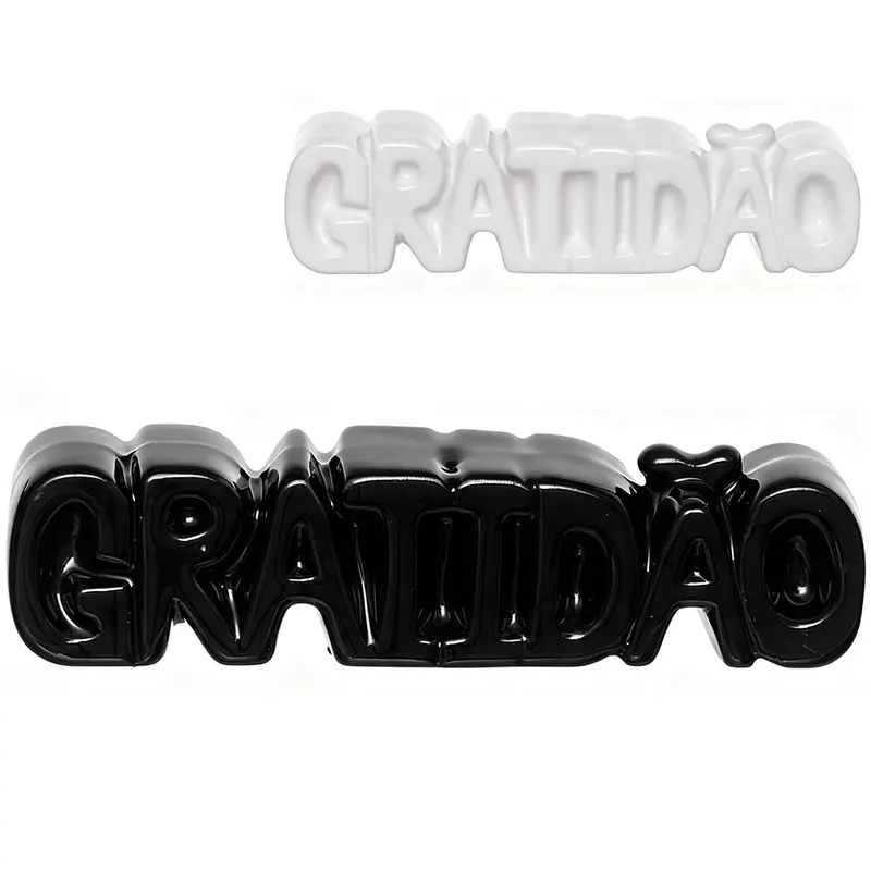 ENFEITE GRATIDAO DE PORCELANA PRETO / BRANCO 13,5X3CM