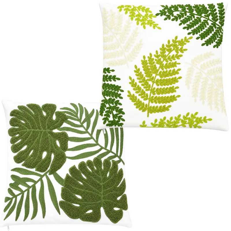 CAPA DE POLIESTER BORDADA PARA ALMOFADA MONTERREY FOLHAGEM GAIA DECOR 45X45CM