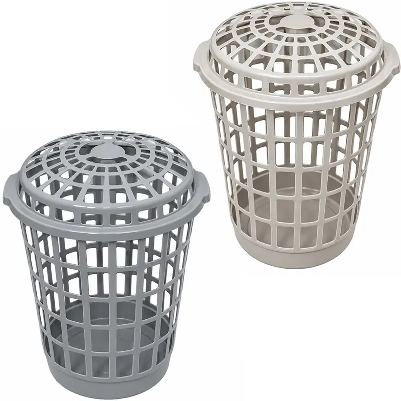 CESTO TELADO DE PLASTICO REDONDO PARA ROUPA ECO COM TAMPA E ALCA COLORS 56L 60X48X45,5CM DE Ø