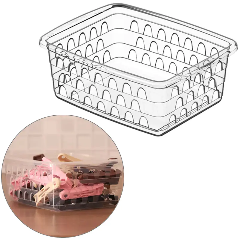 CESTO ORGANIZADOR DE PLASTICO RETANGULAR VAZADO COM ALCA 16X12X6CM