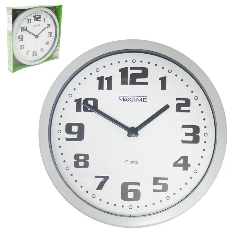 RELOGIO DE PAREDE REDONDO CINZA ARABICO 24CM DE Ø