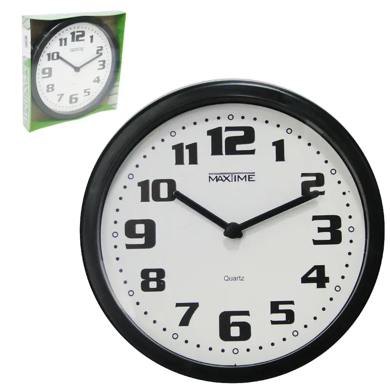RELOGIO DE PAREDE REDONDO PRETO ARABICO 24CM DE Ø