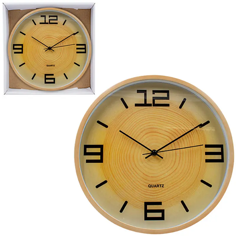 RELOGIO DE PAREDE REDONDO TIPO MADEIRA 30CM DE Ø