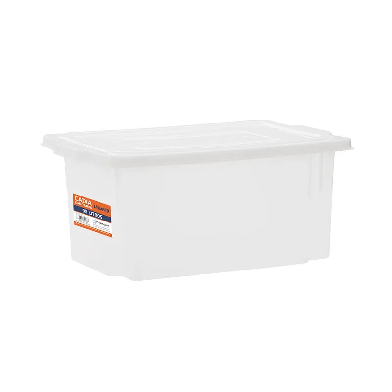 CAIXA DE PLASTICO RETANGULAR LEITOSA MULTIUSO LINHA PRO COM TAMPA 5L 16X32X13,5CM