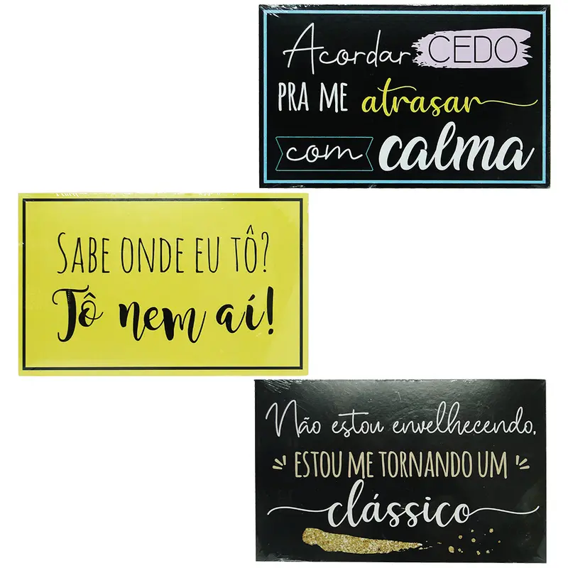 QUADRO DECORATIVO DE MADEIRA MDF FRASES PARA PENDURAR 24X15CM
