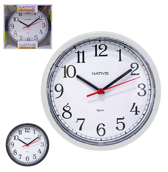 RELOGIO DE PAREDE REDONDO LISO SORTIDOS 23CM DE Ø