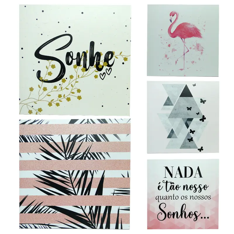 QUADRO DECORATIVO 20X20CM DE MADEIRA MDF AUTOADESIVO ESTAMPAS SORTIDAS
