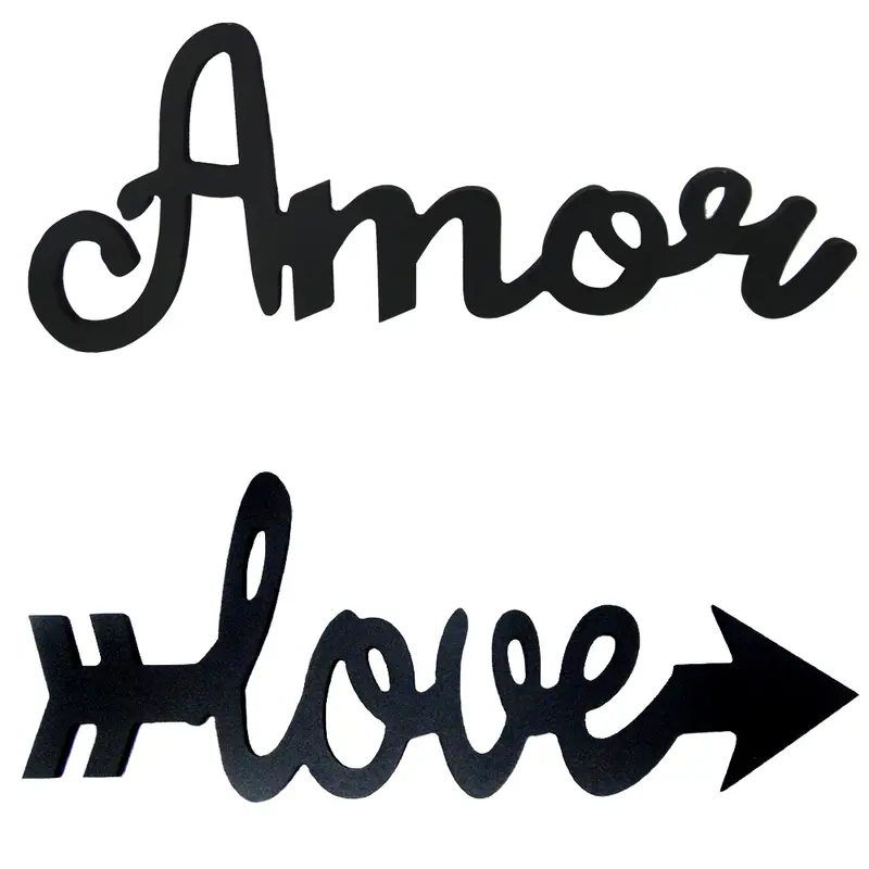 ENFEITE PALAVRA AMOR / LOVE DE MADEIRA PRETO AUTOADESIVO 30X12CM