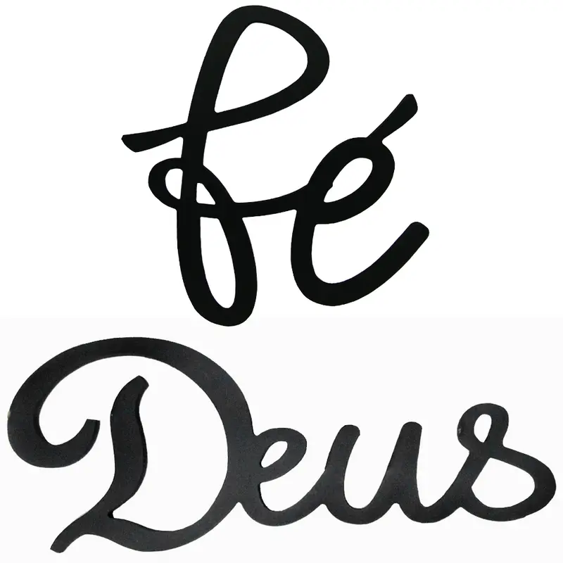 ENFEITE PALAVRA DEUS / FE DE MADEIRA PRETO AUTOADESIVO