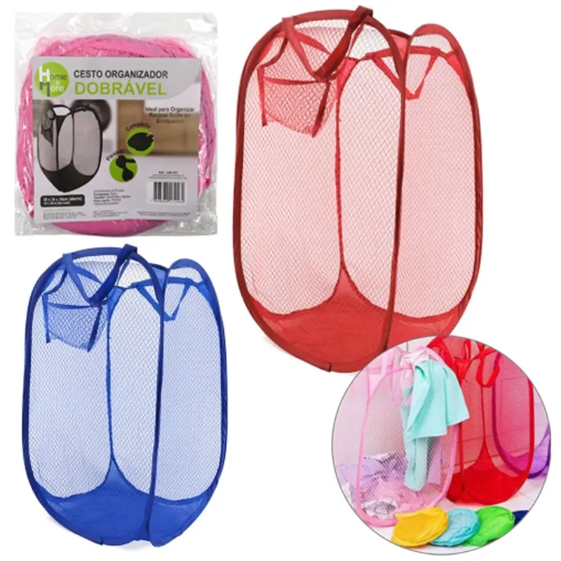 CESTO ORGANIZADOR DE NYLON DOBRAVEL TELADO COM ALCA COLORS 58X36CM